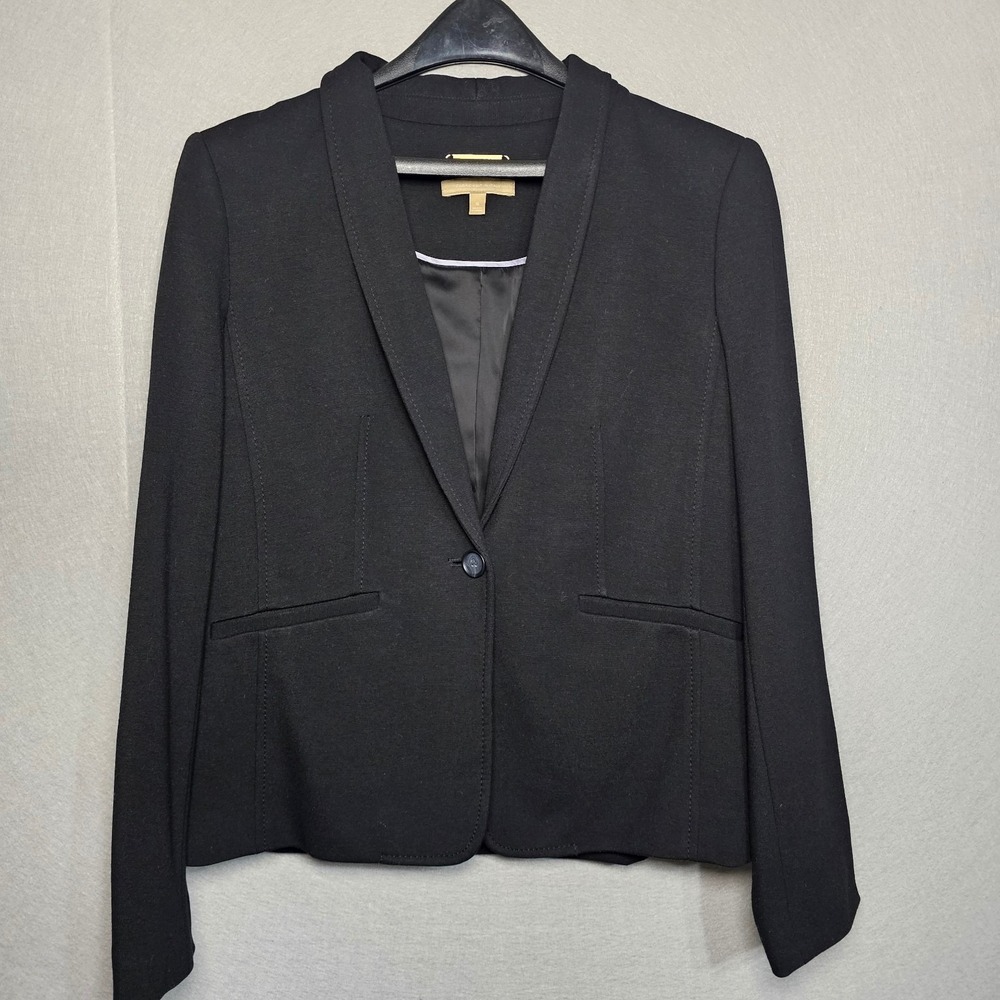 Talbots Black Italian Knit Blazer Stretch Shawl Collar One Button Women's 6